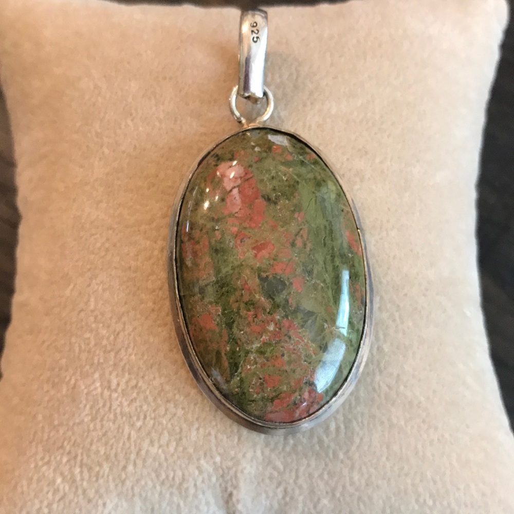 Silver & Unakite (Bad Habits Pendant) Pendant - Picture 3 of 13